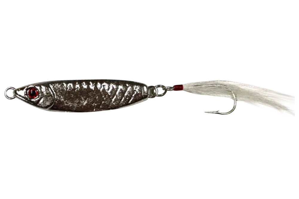 Run Off Lures Spearing Jig w/Bucktail 3/4oz Chrome