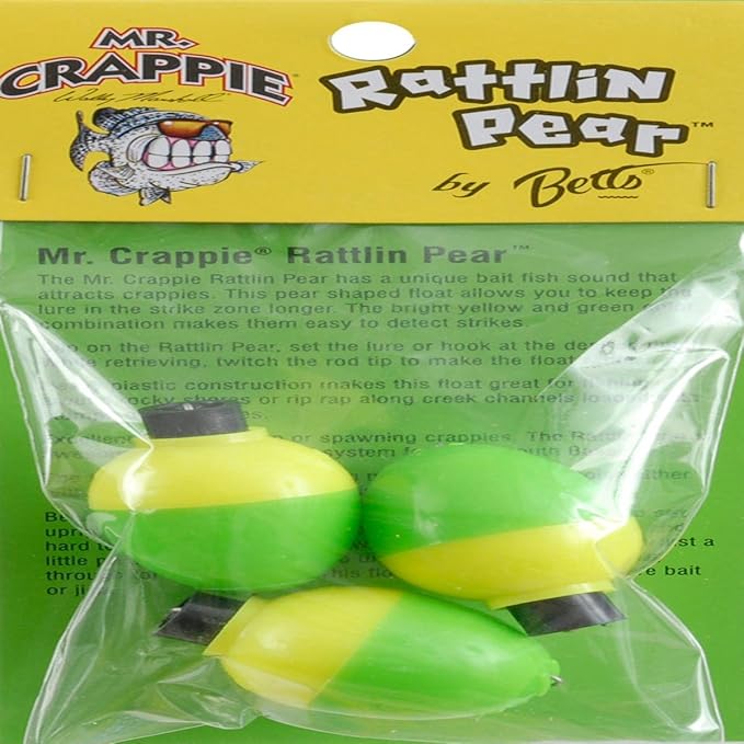 Mr. Crappie RP3P-3YG Rattlin Pear Floats 1" Yellow/Green 3Pk