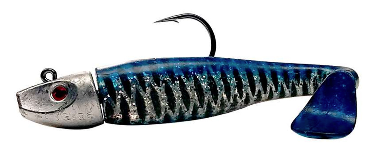 Al Gag's Lures Whip-It Fish Rigged- 5" (1 Head / 2 Tails)- Blue Mackerel 1oz