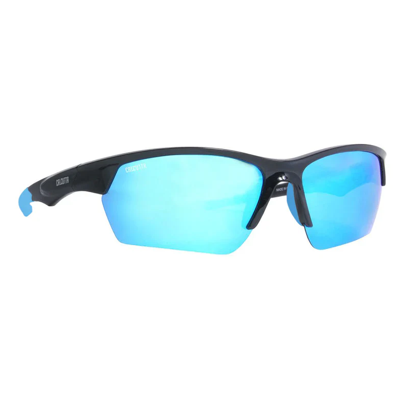 Calcutta Balos Polarized Sunglasses, Shiny Black Frame/Blue Mirror Lens