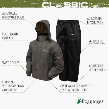 Frogg Toggs Men's Classic All-Sport Rain Suit Stone/Black 2X-Large