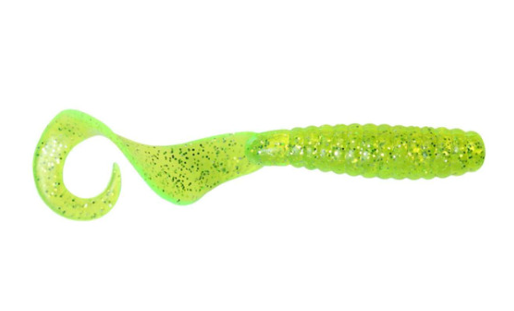 GOT-CHA Curltail Grub 4", Chartreuse/Silver Flake, 20/Pack