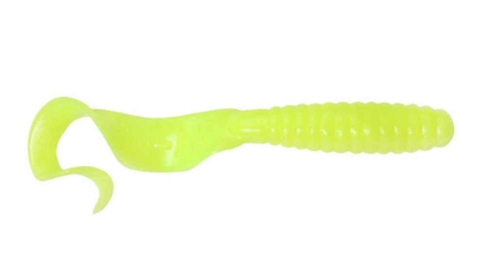 GOT-CHA Curltail Grub, 4" Opaque Chartreuse, 20/Pack