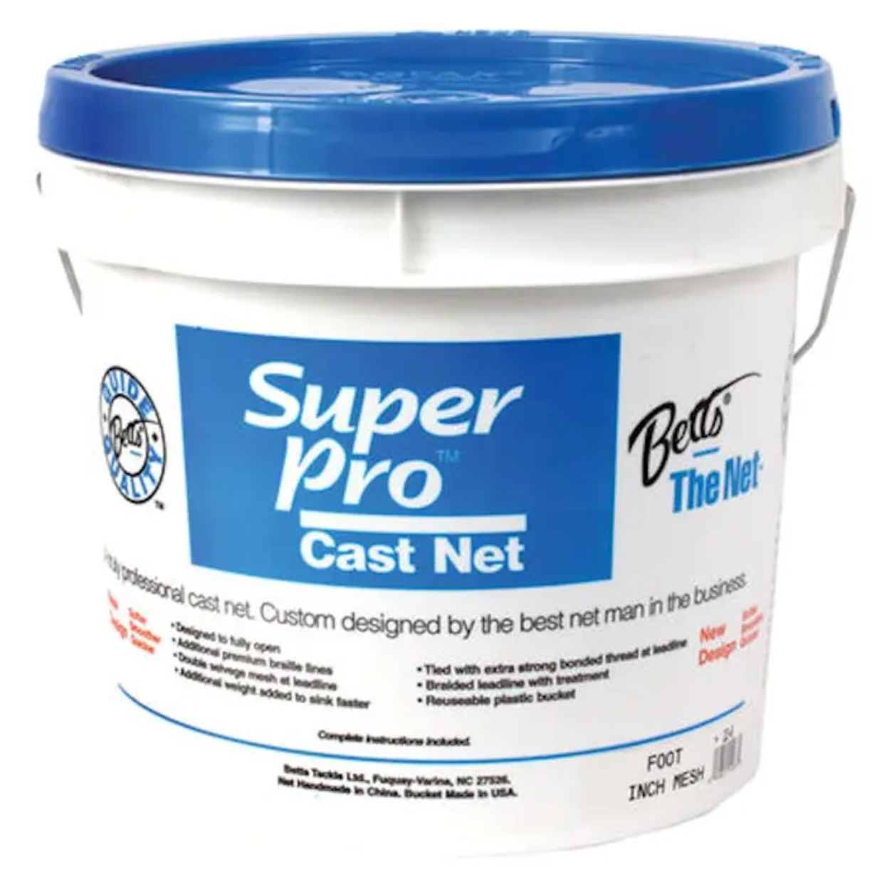 Betts Super Pro Mono Bait Cast Net 8' 1/4" Mesh 1.3Lb Lead per Ft