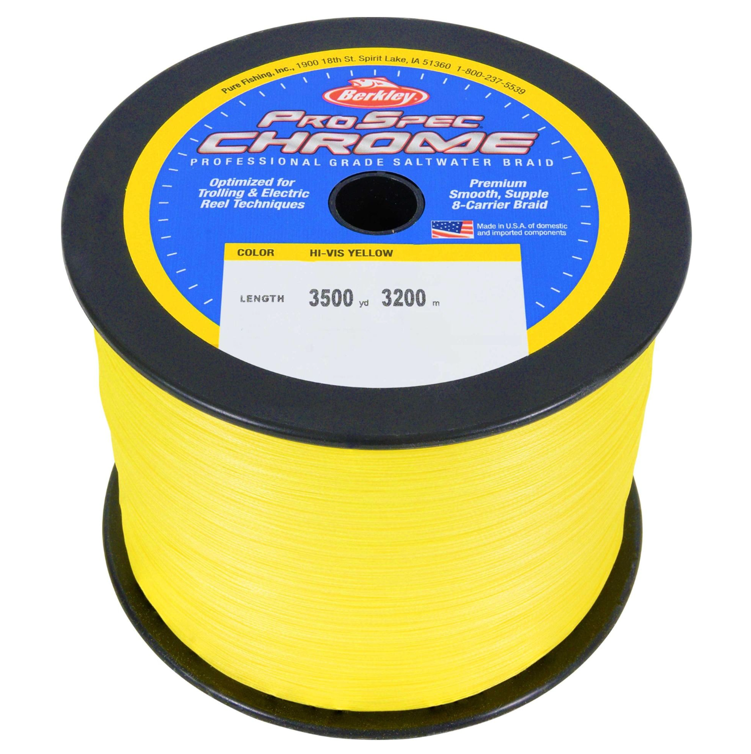 Berkley ProSpec Chrome Premium Saltwater Braid 65lb 2500yd Hi-Vis Yellow