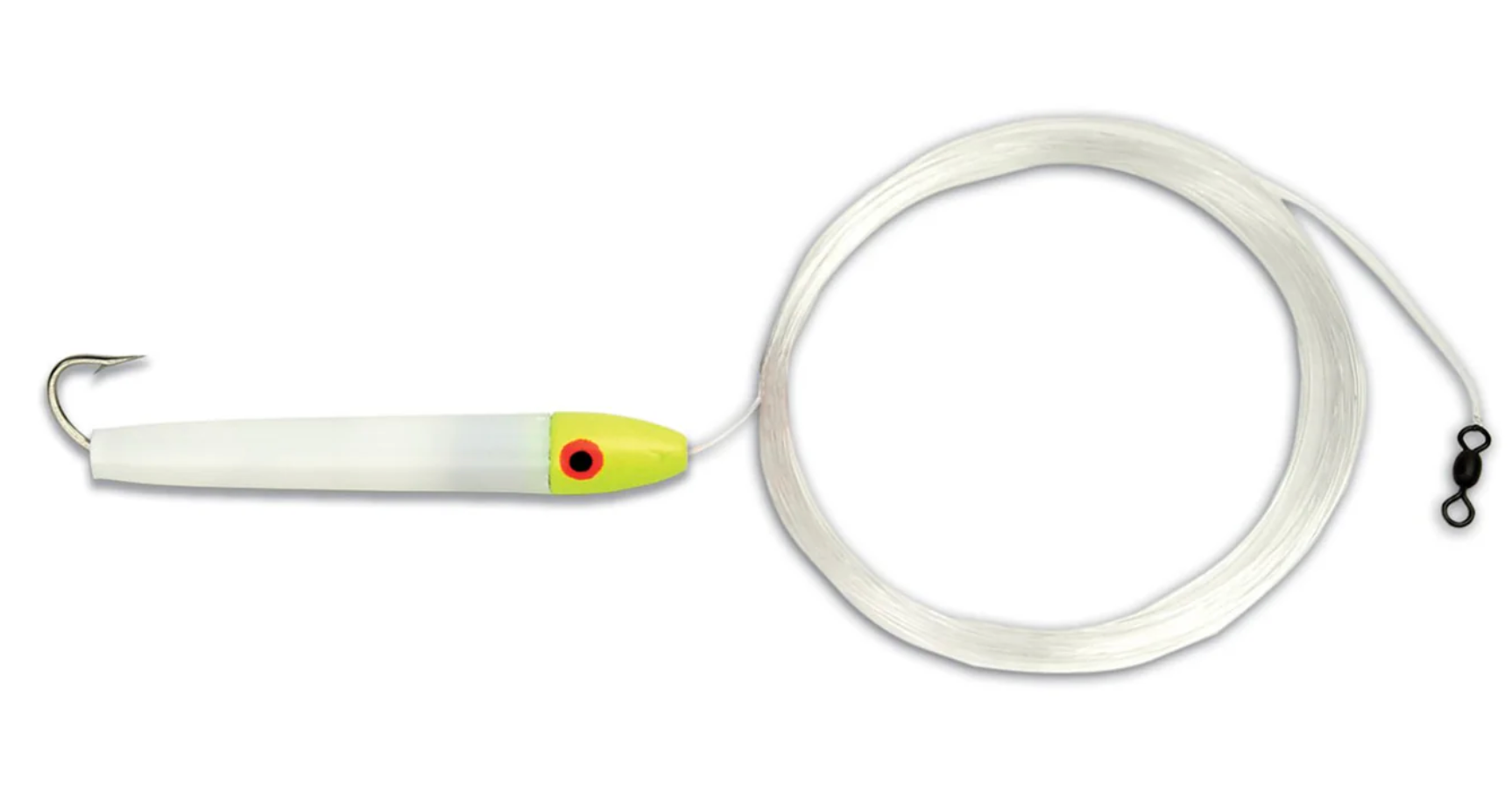GOT-CHA Troll Rig, 2/0 SS Hook, 18 Ft 30 Lb Mono Leader Yellow/White