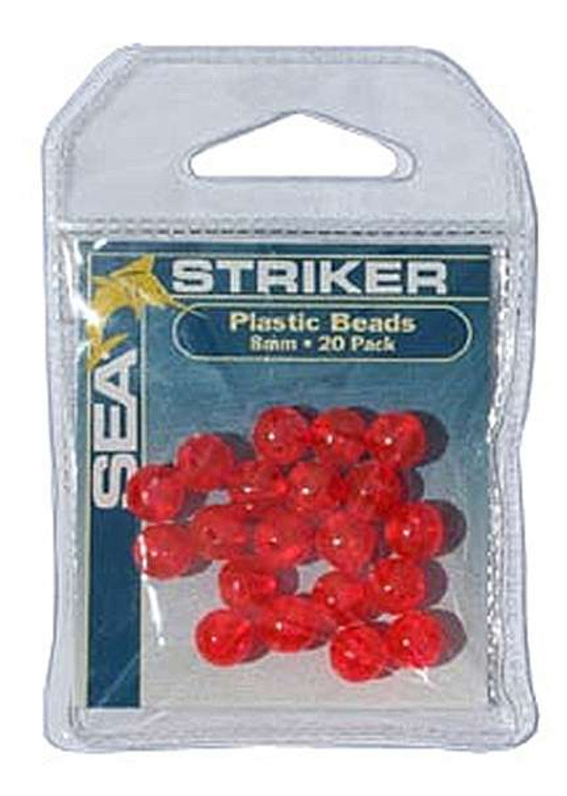 Sea Striker 8mm Round Plastic Beads Red 20 Pack