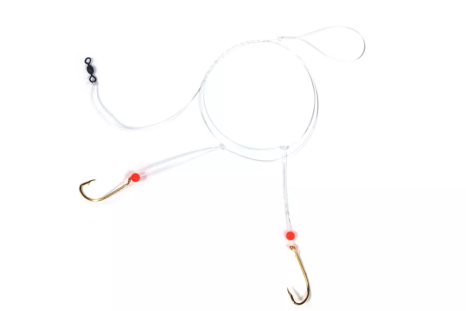 Sea Striker Porgy Hi-Lo Rig, Red Beads Sz 2 Gold Bait Holder