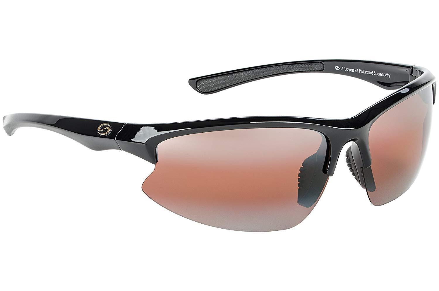 Strike King SG-S1163 Eufala Sunglasses Dark Amber Brown Black Frame Half Rim