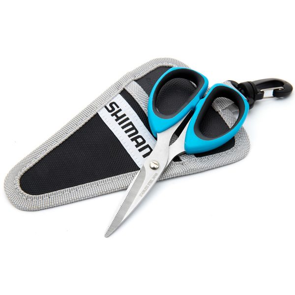 Shimano Brutas 5" Scissors w/Sheath, Blk/Cyan Handles, High