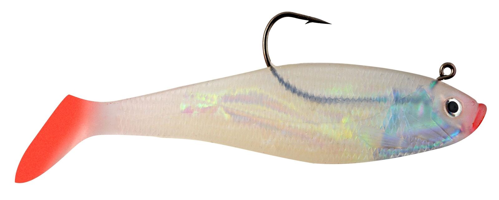 Hurricane Swim Shad Mouth Red Tail, Pearl/Red, 6"