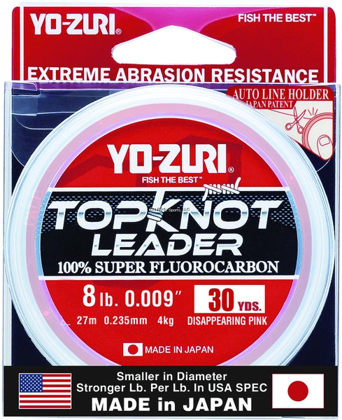 Yo-Zuri TopKnot Fluorocarbon Leader (8-200lb, 30/100yd, Clear/Pink)