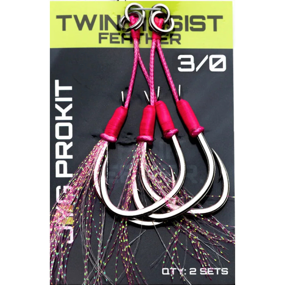JYG Pro Fishing Twin Assist Hooks w/ Feather