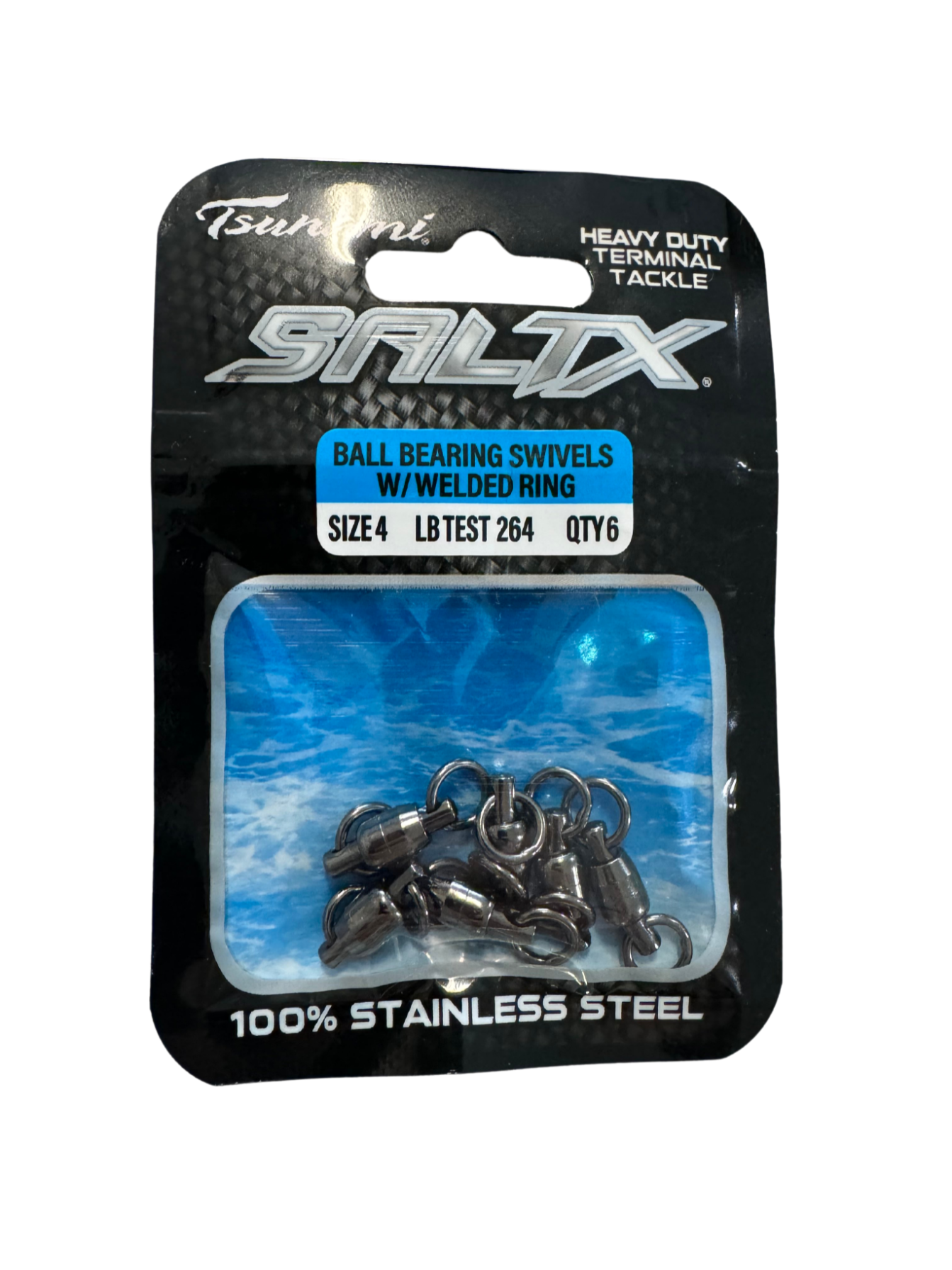 Tsunami Ball Bearing Swivels W/ Welded Ring SZ 2 8PK