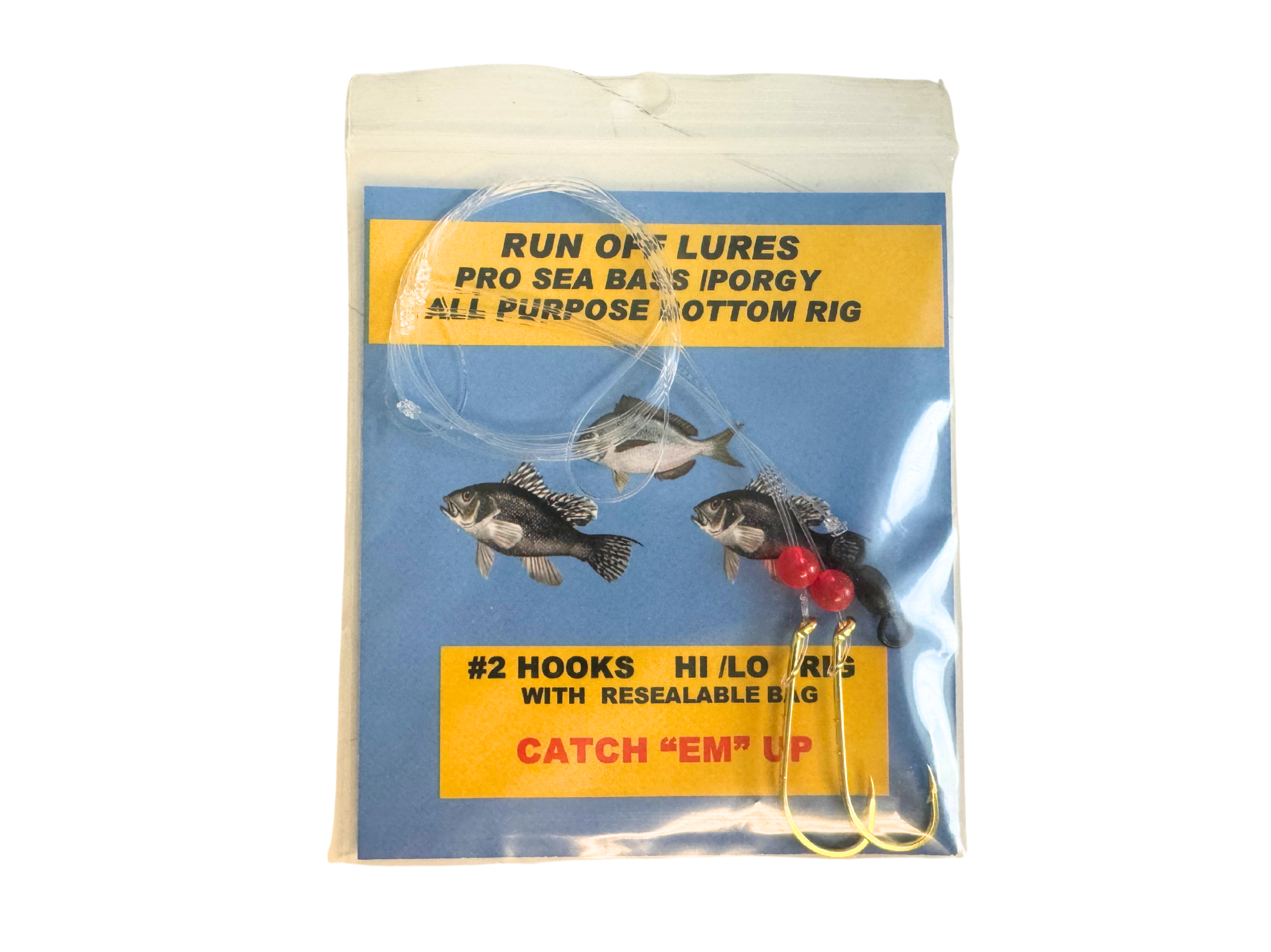 Run Off Lures Pro Hi/Lo Dropper Loop Rig for Sea Bass/Porgy with 2 Small Hooks