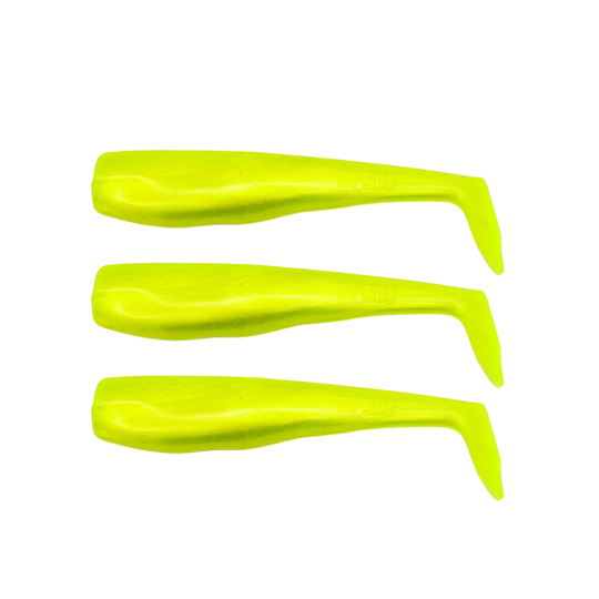 Al Gags WFRT5-53 5'' Whip-It Fish Replacment Tails 3-Pack Silk Chartreuse