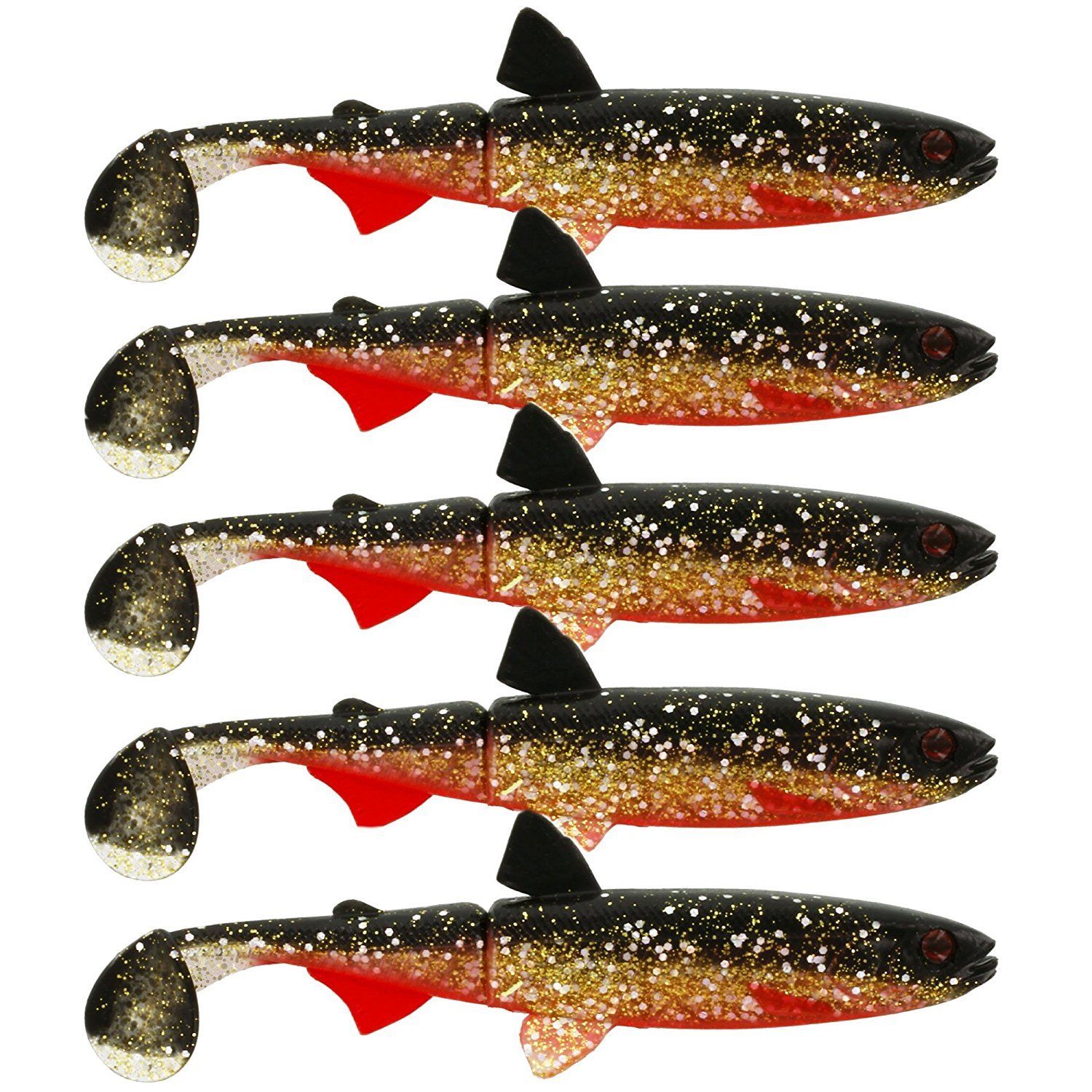 Westin WS01309 5398-0008 Hypo Teez Alabama Rig 5 Pack 5" Paddle Tail Lure GOLD