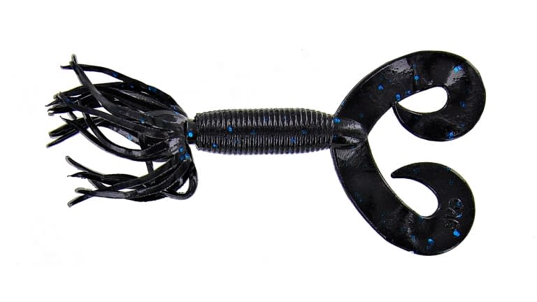 Yamamoto 2.5" Double Tail Hula Grub / Black W/Blue Flake