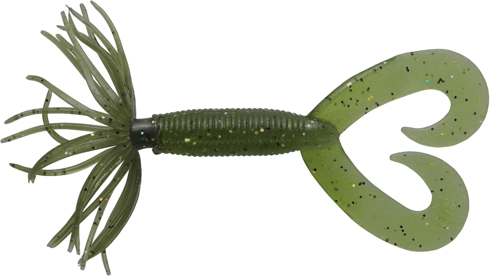 Yamamoto 2.5" Double Tail Hula Grub / Green Pumpkin w/Black Flake