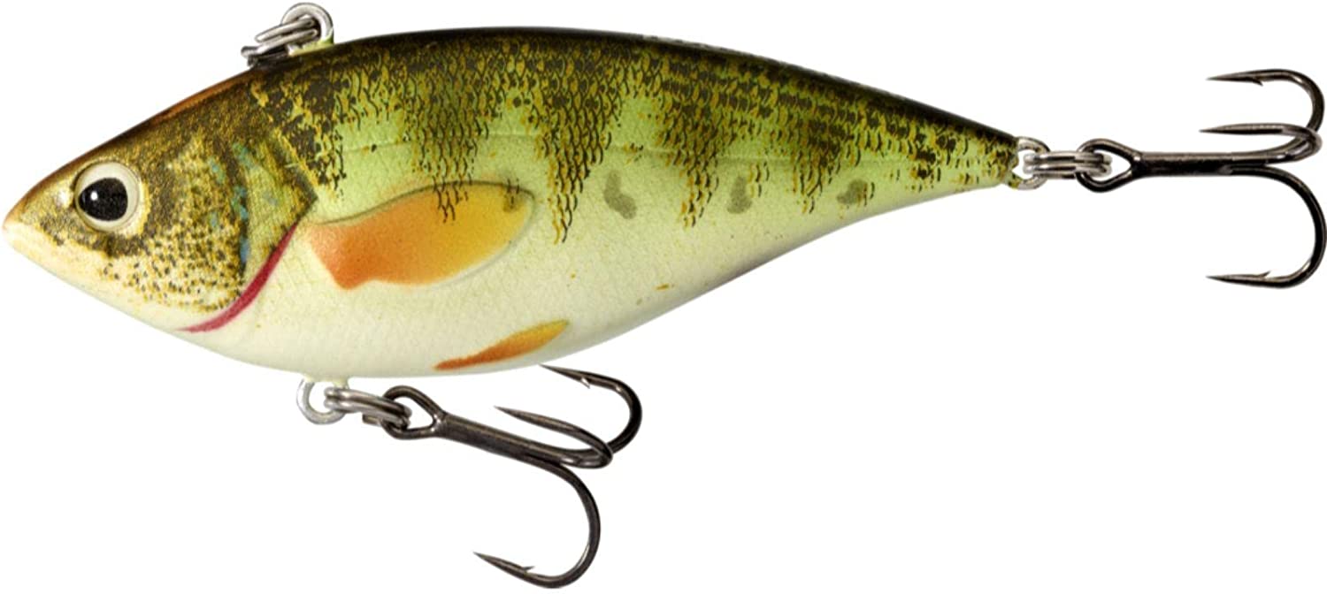 LiveTarget Yellow Perch Rattlebait 2 7/8in 5/8 oz, Glow/UV