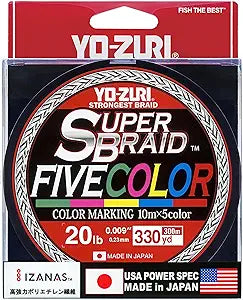 Yo-Zuri 330YD SuperBraid Five Color 330YDS 20Lbs