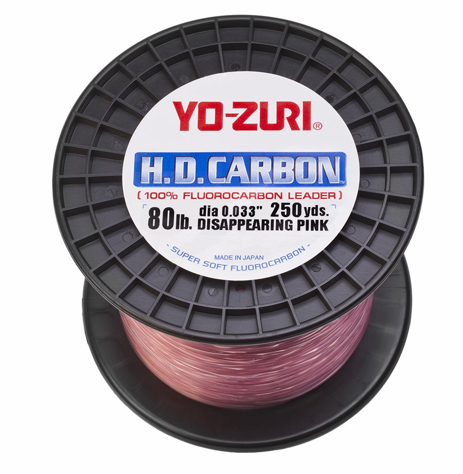 Yo-Zuri HD Carbon 100% Fluorocarbon Leader, 80lb, 250yd, Disappearing Pink
